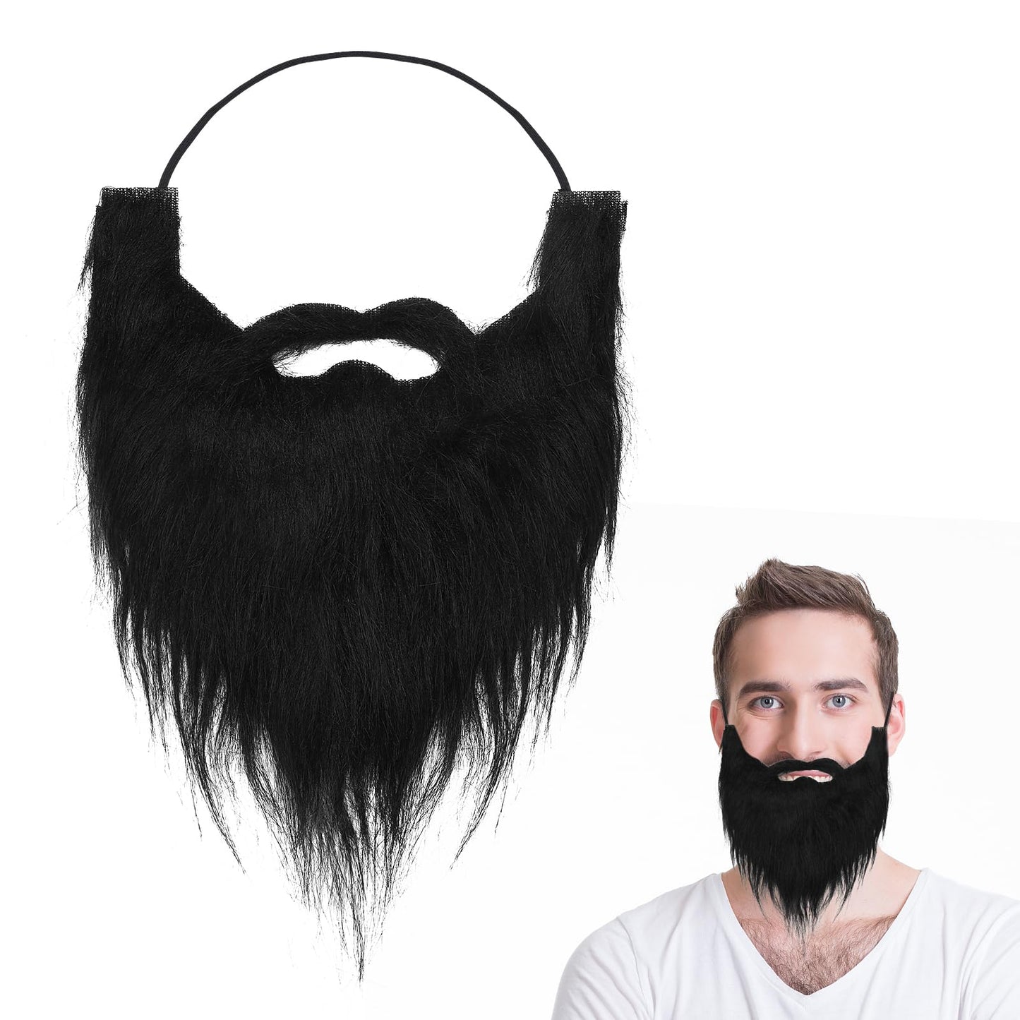 Fake Beards, Funny Beard & Mustache Black Fake Mustaches for Adults Halloween Christmas Fake Facial Hair Costume Accessories for Party Cosplay