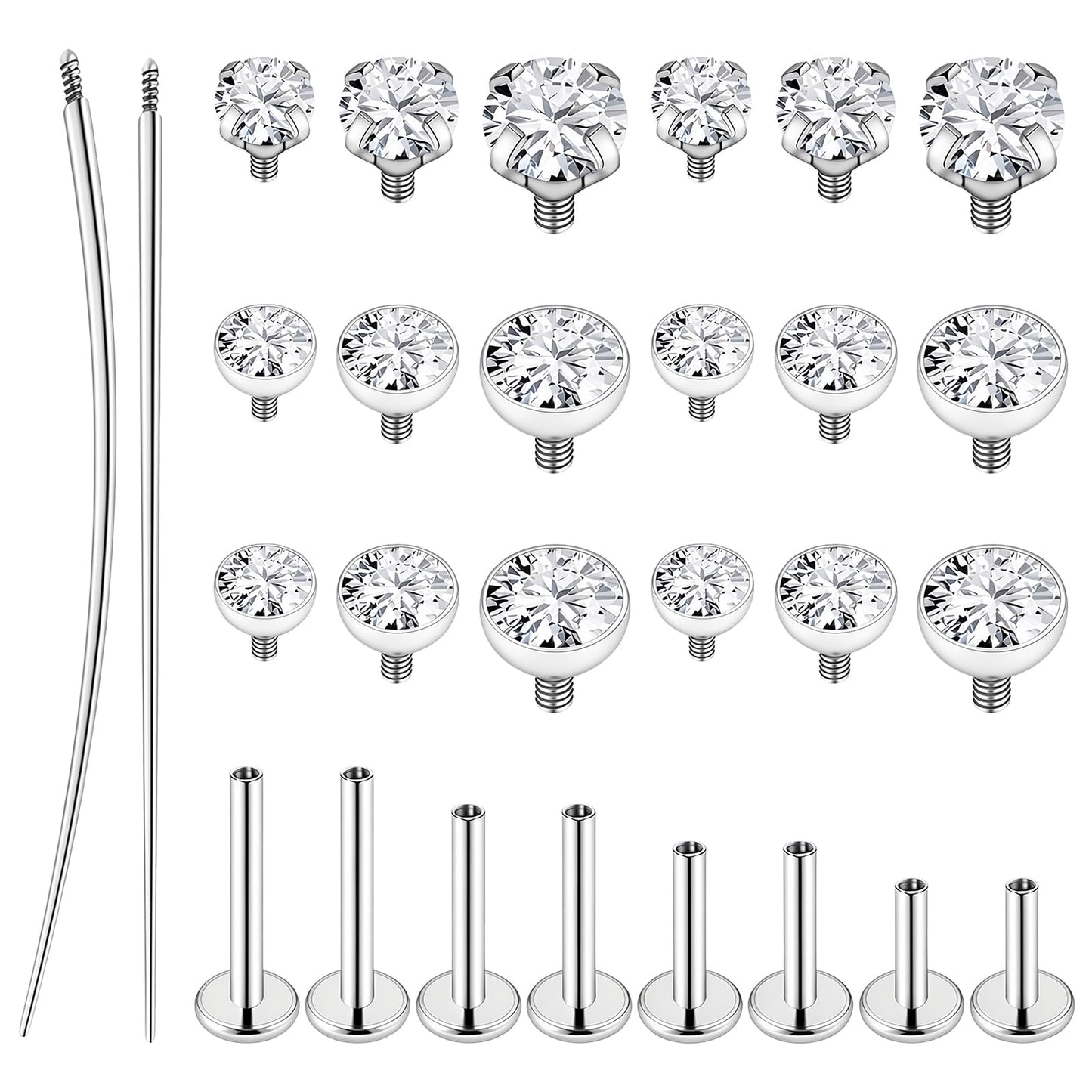 16G Flat Back Stud Earrings Lip Bar Helix Cartilage Conch Nose Piercing
