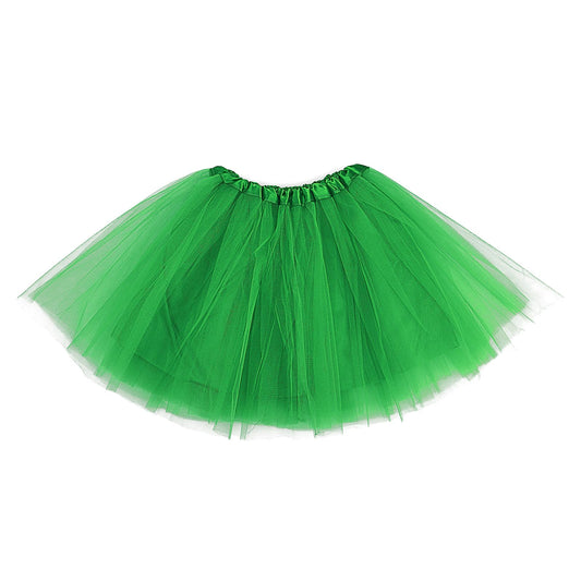 Adult Tulle Tutu Skirt 1950s Vintage Tulle Bubble Tutu Skirt Prom Party Skirt Elastic 3 Layer with Lining for Women (Green)