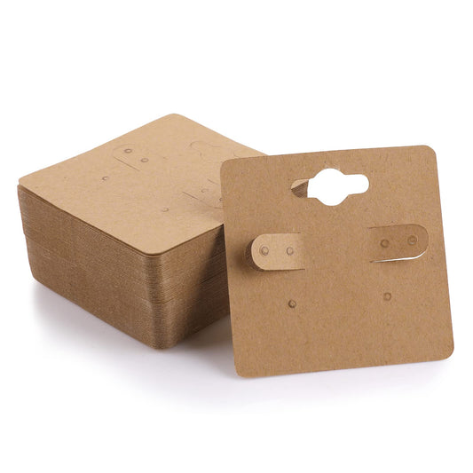 Lusofie 100Pcs Kraft Earring Cards Earring Display Cards with 6 Holes Earrings Hanging Tags Earring Holders for Selling Jewelry Display(2in x 2in)