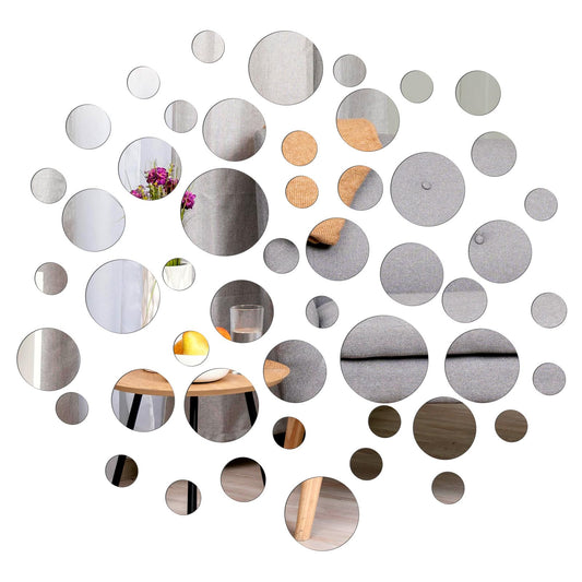 Lusofie 50Pcs Round Mirror Stickers Adhesive Mirrors for Wall Acrylic Small Circle Mirror for Crafts Making and Mirror Wall Decor (6 Sizes)