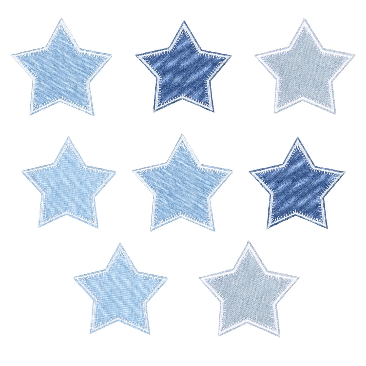 8Pcs Star Iron On Patches Blue Iron On Denim Patches Sew Embroidered Patch Appliques Embellishments for Clothing Jean Bags Hats Repair Decoration