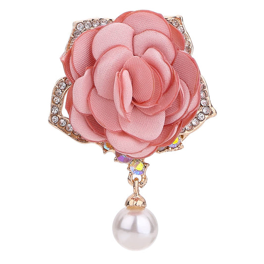 Yolev Rose Flower Brooch Pins Fabric Handmade Rose Floral Flower Brooches for Fashion Women Men Clothing Dresses Decoration Accessories