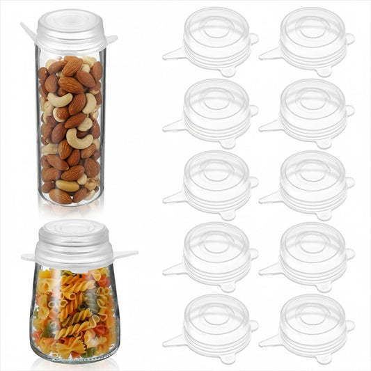 10 Pcs Extra Small Silicone Stretch Lids - Clear Mason Jar Lids - Reusable Jar Covers For 2 Inch To 2.4 Inch Yogurt Jars, Milk Bottles, Cans