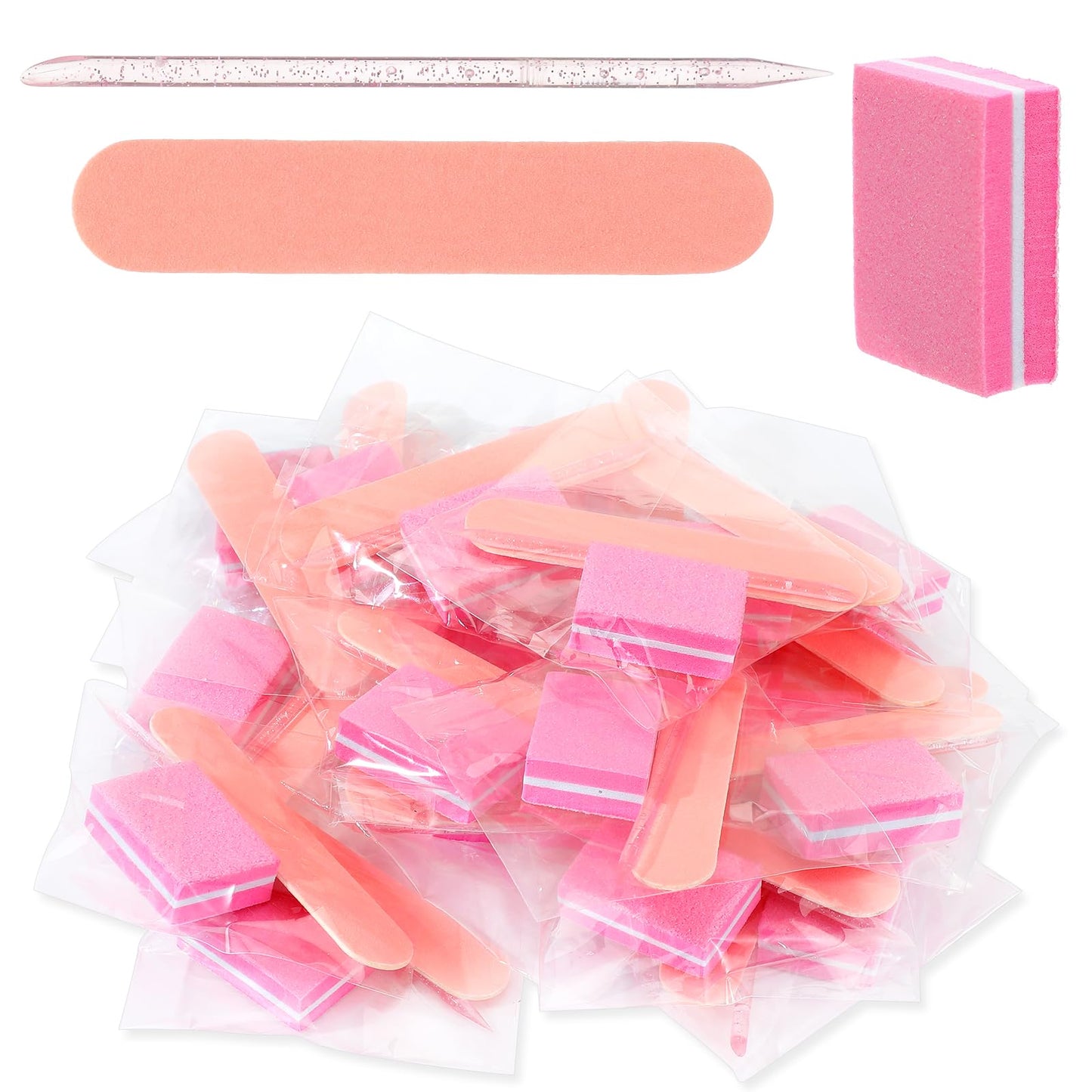 20 Sets Disposable Manicure Kit, Individually-Packed Nail Prep Kit with Mini Buffing Block Nail Files Bulk and Crystal Wand for Salon Home