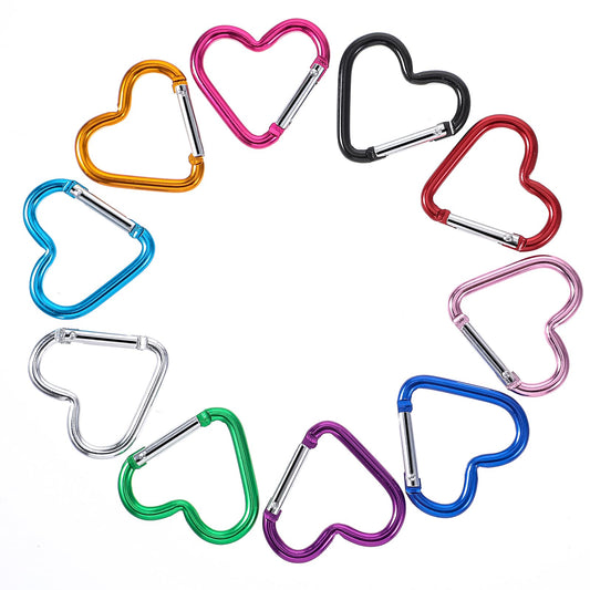 10pcs Heart Carabiner Metal Carabiner Clip Heart Shaped Carabiner Keychain Cute Carabiner for Camping Accessories Backpack Water Bottle Key