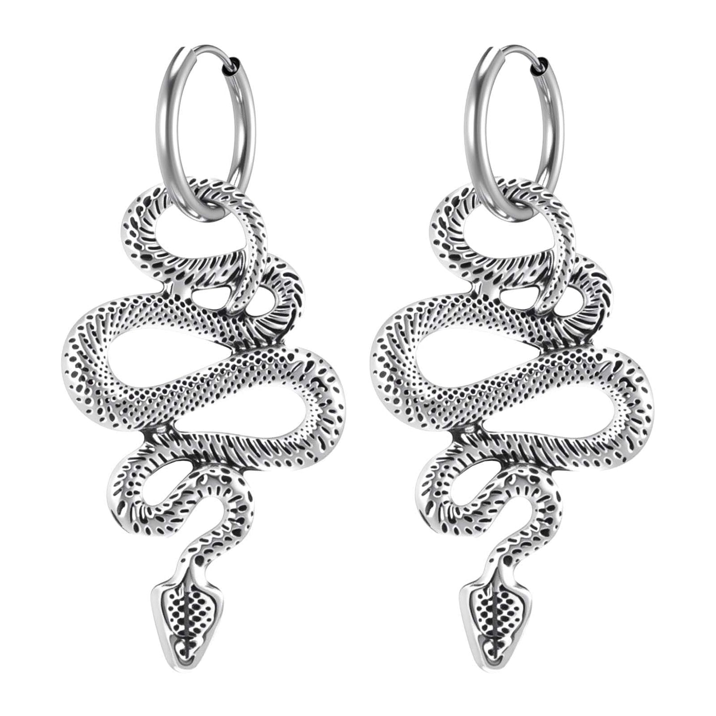 Snake Earrings Silver Gothic Punk Earrings Snake Goth Jewelry for Women Halloween Party