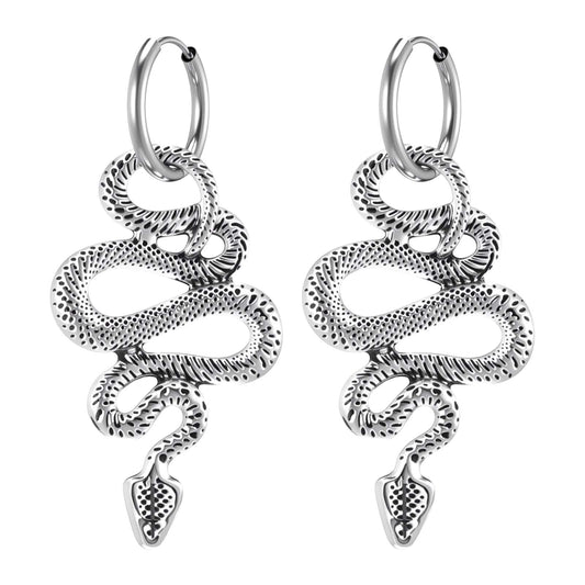 Snake Earrings Silver Gothic Punk Earrings Snake Goth Jewelry for Women Halloween Party