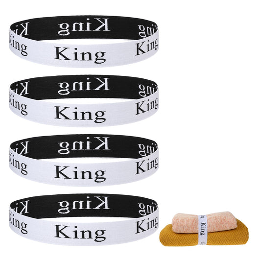 Lusofie 4 Pcs Bed Sheet Organizer Bands Sheets Labels for Elastic Bedding Linen Closet Storage Bed Sheet Straps Sheet Holder Storage Label Bands for Linen Closet-Elastic Bedding (king)