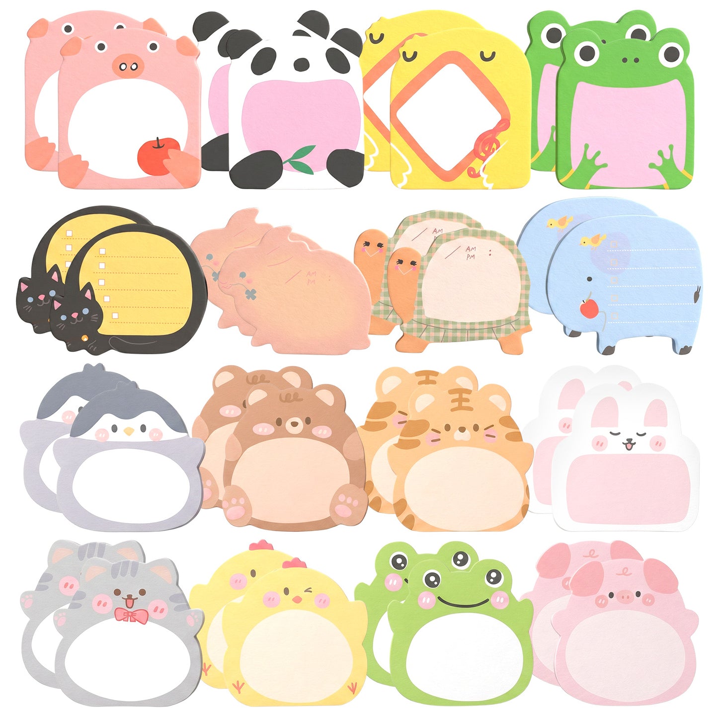32 Pads Animal Shaped Sticky Notes, Cute Self Adhesive Memo Pads for School Office Supplies, 640 Sheets
