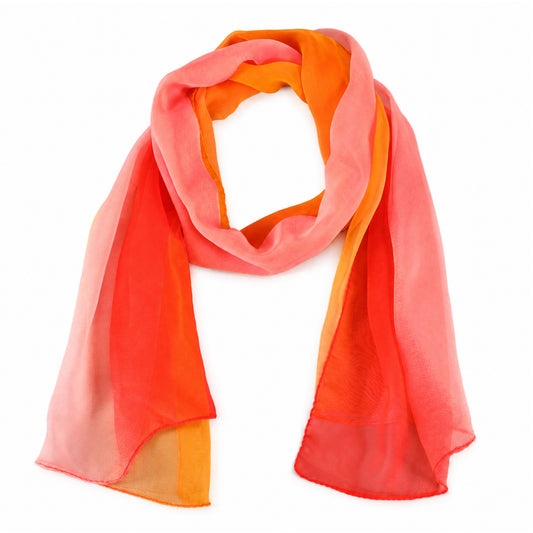Telooco Chiffon Scarf, Lightweight Sheer Summer Shawl for Women(Orange-Red)