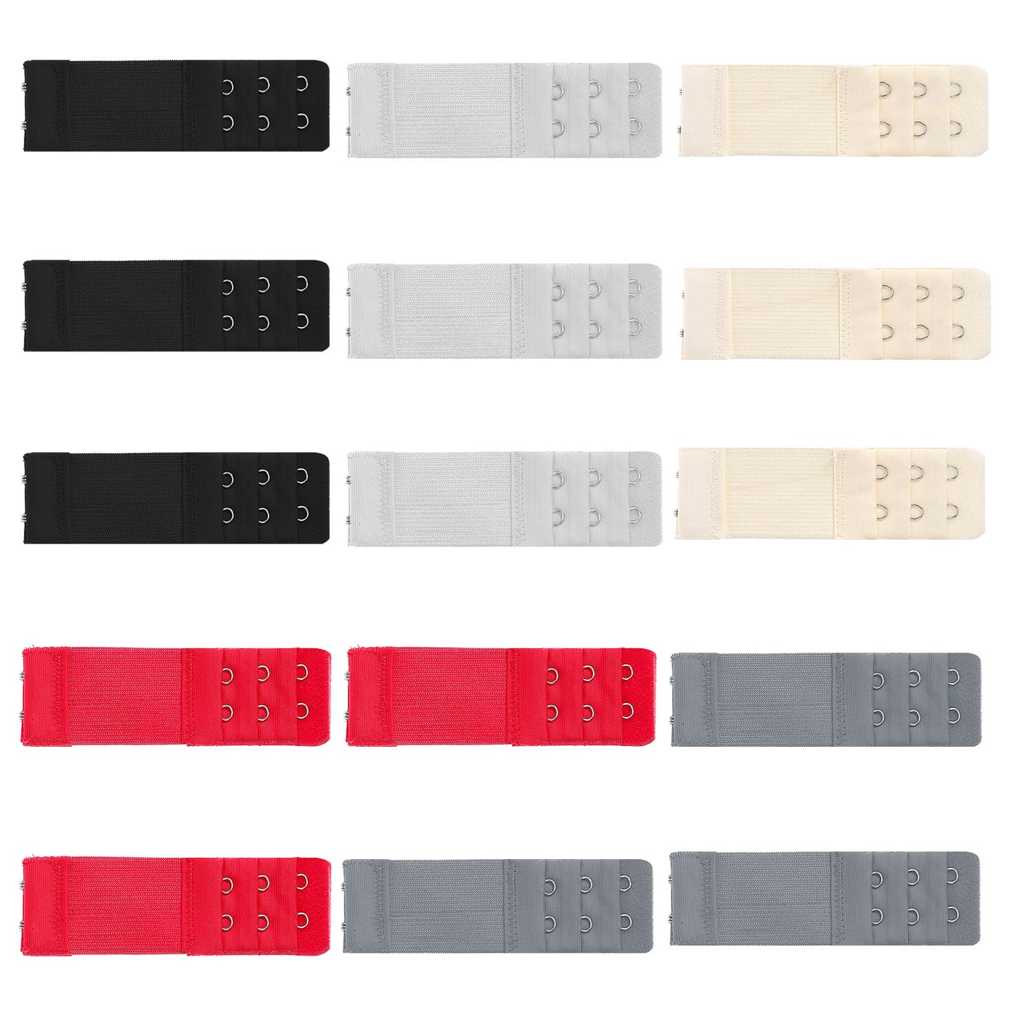 HekouJiub 15Pcs Bra Extenders, 2 Hooks 3 Row Bra Strap Extender, Adjustable Extensions for Women Underwear (5 Colors)