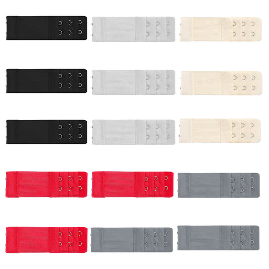 HekouJiub 15Pcs Bra Extenders, 2 Hooks 3 Row Bra Strap Extender, Adjustable Extensions for Women Underwear (5 Colors)