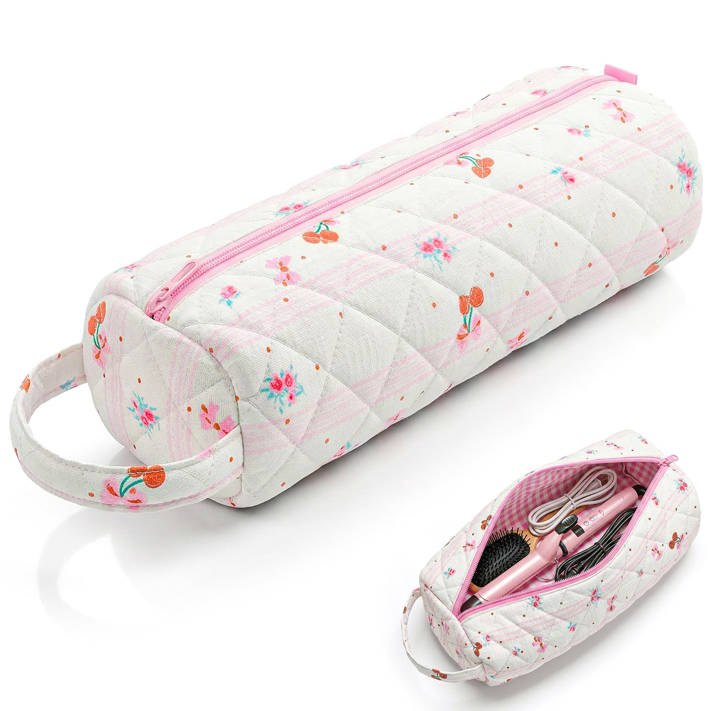 Yolev Cherry Hair Tools Bag Soft Hair Tool Travel Bag Portable Hair Tool Bag for Travel Hair Dryers and Styling Tools Women Gift Accessories