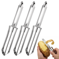 Tucnoeu 3 Pack Stainless Steel Vegetable Peelers, Multi-Function Fruit & Potato Peelers with Ergonomic Non-Slip Handle, Dishwasher Safe