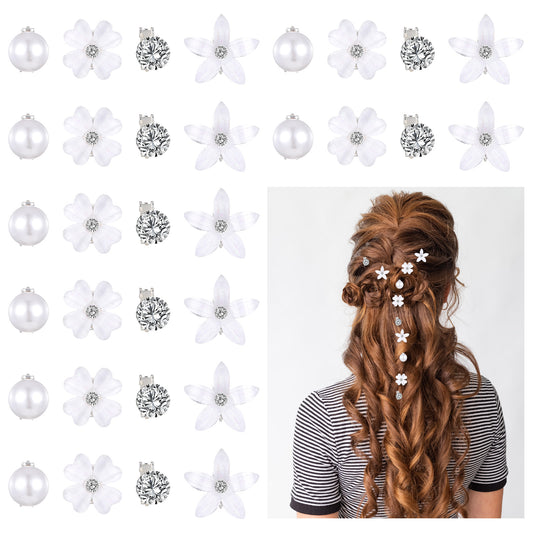 Josojoou Rhinestone Hair Clips – Mini Flower Hair Clips, Elegant Bridal Barrettes for Women & Girls, Stylish Hairs Accessories (20 Pack)