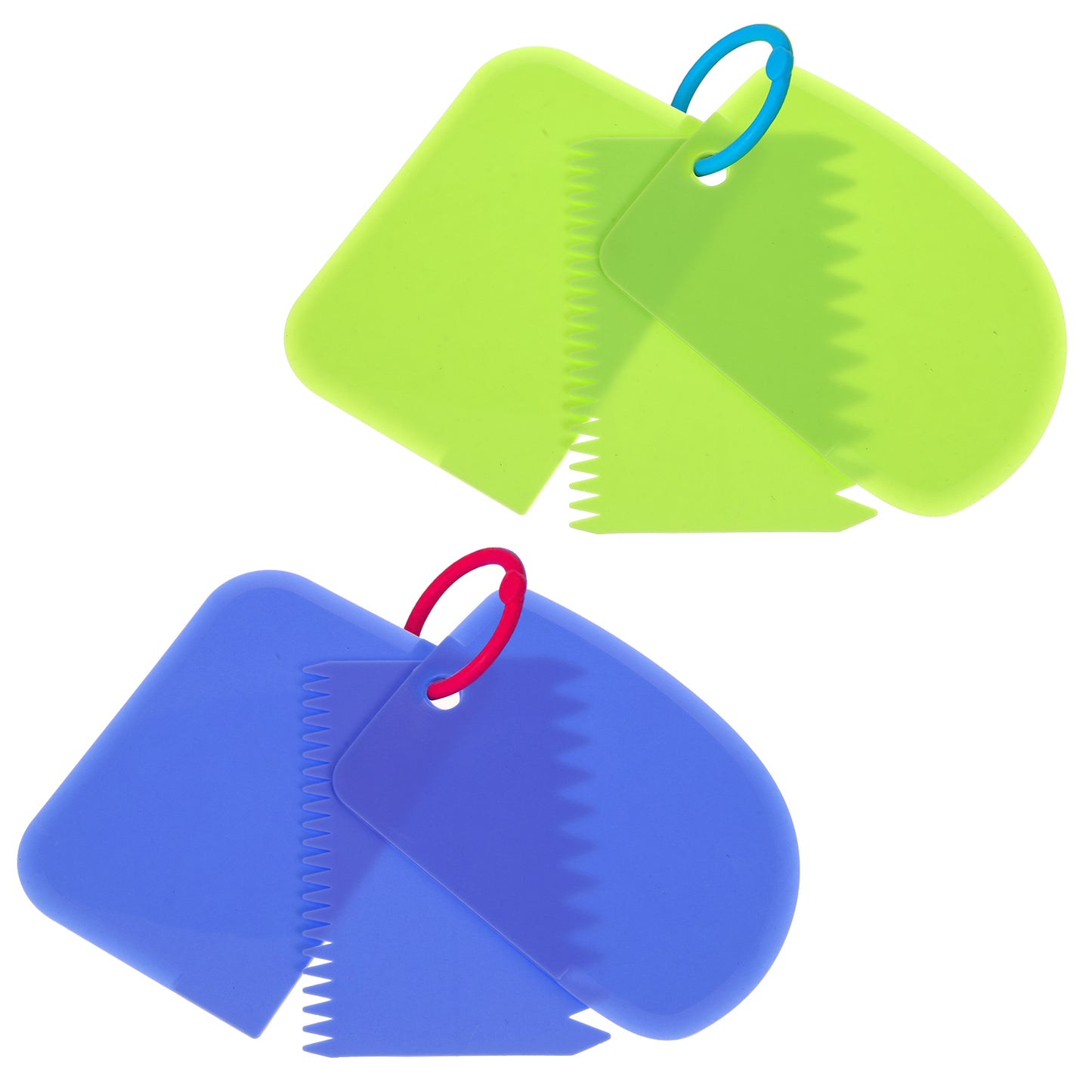 6 pcs Flexible Glue Spreader Set Reusable Spackle Tool Plastic Scraper Tool Notched Trowel Scrapers for Bread Dough Fillers Putty Caulk Spackling Paste(Green and Blue)