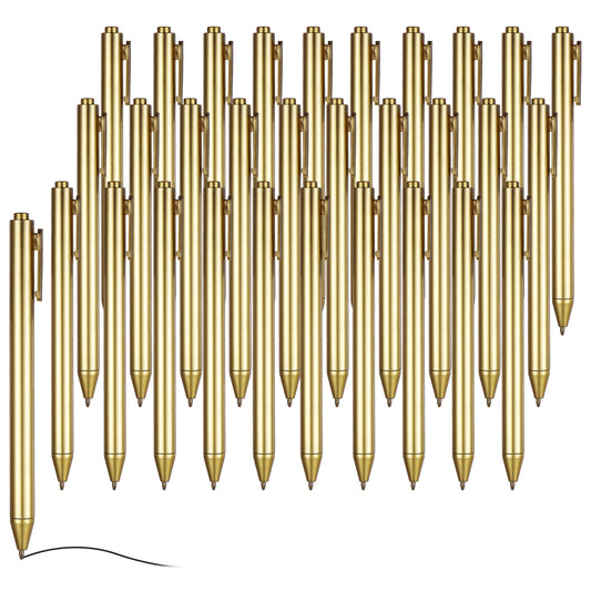 Lusofie 30 Pcs Gold Ballpoint Pens Retractable Slim Ballpoint Pens Black Ink Medium Point 0.5mm Biro Pen, Guest Book Pen for Wedding Party Business Office School