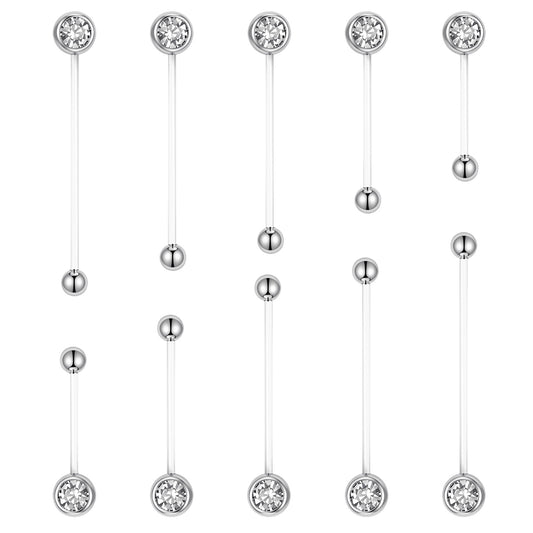 HekouJiub 10Pcs Pregnancy Belly Button Rings Flexible Clear Navel Rings