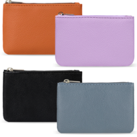 Tucnoeu 4PCS PU Leather Coin Purse with Zipper,Small Coin Purses for Women, Vegan Leather Change Purse, Compact Change Change Purse (Black, Blue, Purple, Light Brown)