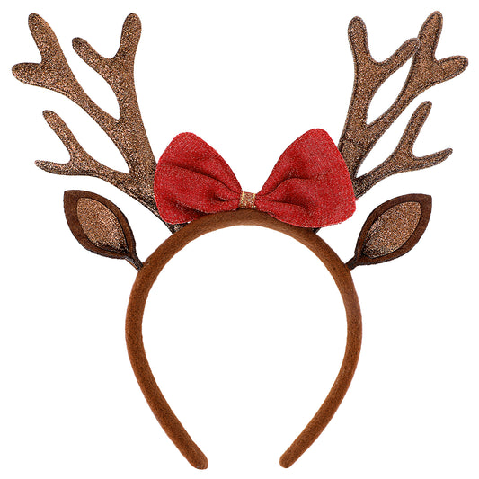 Christmas Deer Antler Headband Glitter Reindeer Ears Headband for Women