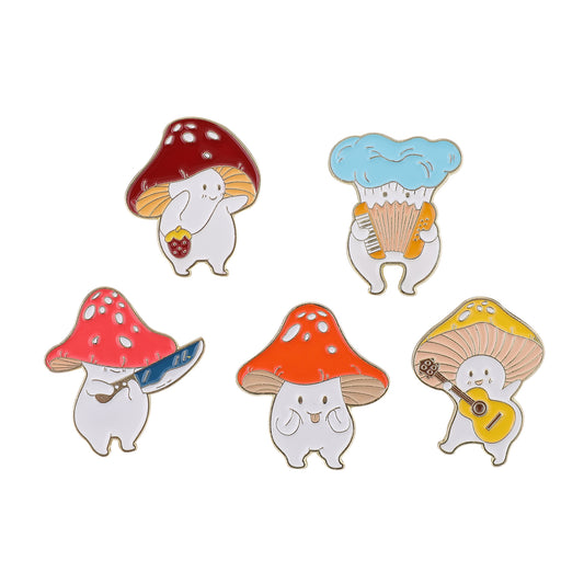 Yolev 5 Pieces Mushroom Brooches Pin Cute Mushroom Lapel Badge Cartoon Plant Brooches Pin Set for Backpack Cloths Hats Funny Button Pins for Backpack Clothes Hat
