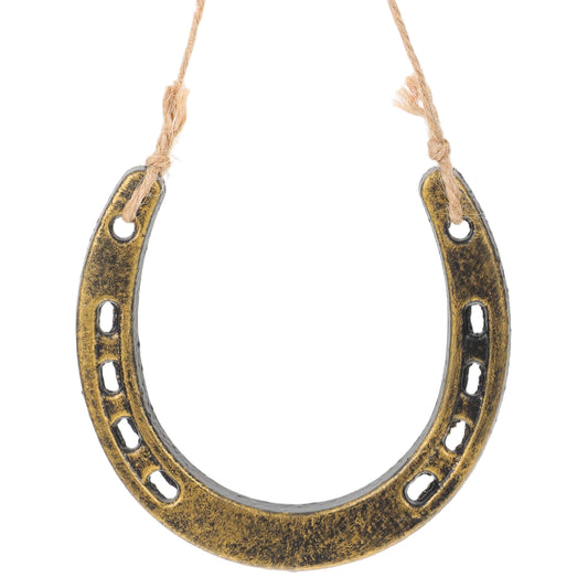 Lusofie Cast Iron Horseshoe Decor - Lucky Horseshoe Wall Decor - Rustic Good Luck Horse Shoe for Western Wedding Cowboy Party Housewarming Christmas Decorations & DIY Craft Projects (Gold)
