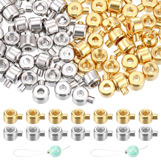 80pcs Crimp Beads for Jewelry Making, Silver Gold Crimping Beads, 3.5mm Jewelry Crimp Bead with 1mm Hole for DIY Crafting