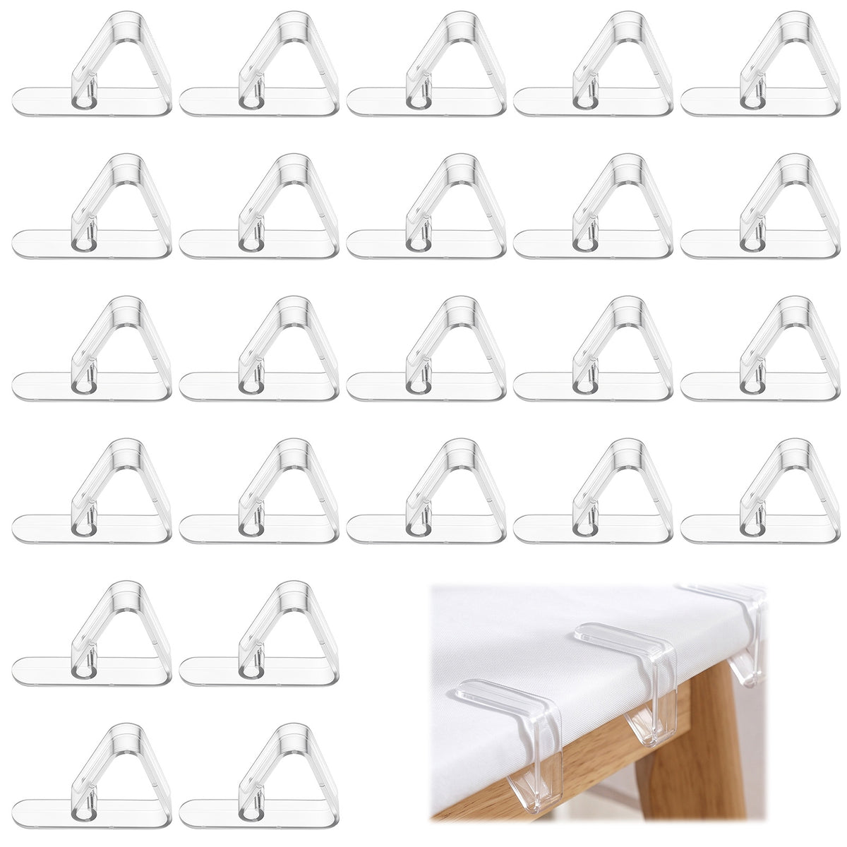 24 Pcs Clear Tablecloth Clips, Outdoor Picnic Table Cloth Clips for Wind