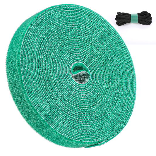 Josojoou 2 Rolls Plant Tape for Climbing Plants, 9.84 Ft x 0.6 Inch Reusable Plant Tape for Outdoor Indoor Plants, Adjustable Green Plant Supports for Plants Flowers Vines and Tree