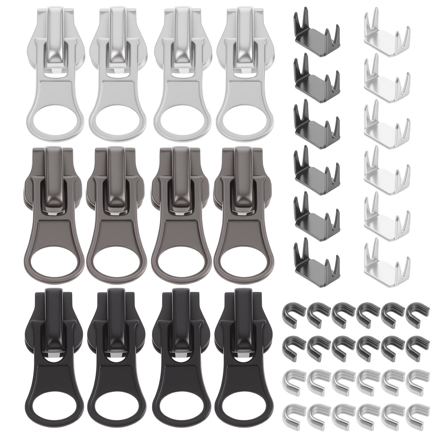 Zipper Repair Kit, 48 PCS Universal Fix a Zipper Replacement Kit for Jackets, Jeans, Bags, Luggage | Includes Automatic Lock Sliders & Stops | DIY Repair for Coats, Backpacks, Tents, Sports Gear
