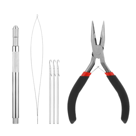 Micro Links Hair Extension ToolsMicro Links Hair Extension Tools Hai Hair Extension Kit Hair Extension Pliers,Hair Pulling Hooks,Hair Hook,Hair Loop Styling Tool for Hair or Feather Extensions Styling