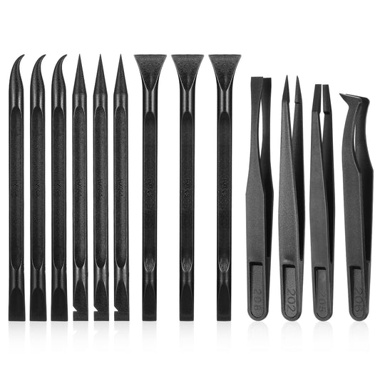 Plastic Scraper 13Pcs Pen-Shaped Scraper Tool Plastic Tweezers Scraper Plastic Scrapers Non Sratch for Cleaning Easy to Clean Small and Narrow Spaces and Gaps(9Pcs Scraper+4Pcs Tweezers)