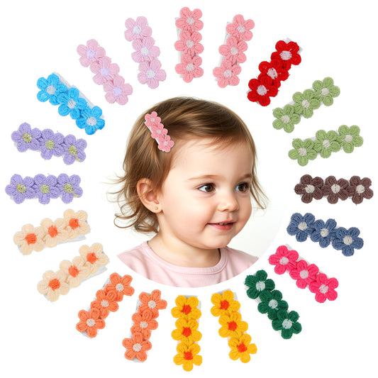 Baby Hair Clips 20Pcs - Soft Fabric Covered Flower barrettes, Gentle Non-Slip Grips for Baby Girls, Comfy & Safe Clips for Infant Toddler Girls (Cute Floral Design)