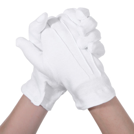 HaiFafafaing White Cotton Gloves, Short White Gloves With Grip Snap Cuff Non-Slip, Formal Honor Guard Glove For Men And Women