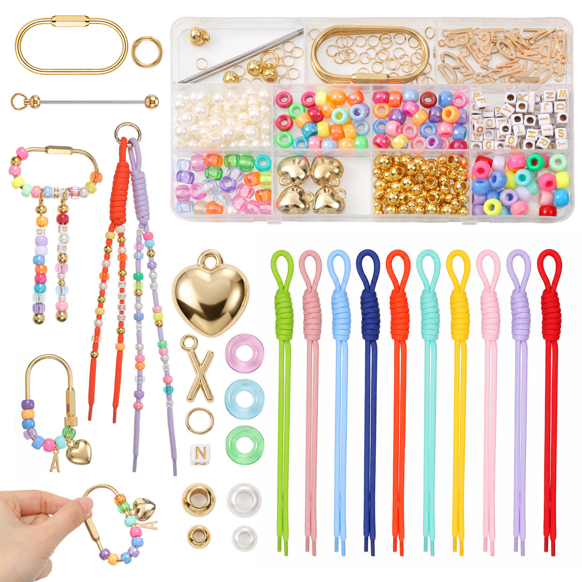 Dimioaoa 365 Pcs Acrylic Beaded Keychain Making Kit, DIY Bag Charm Set
