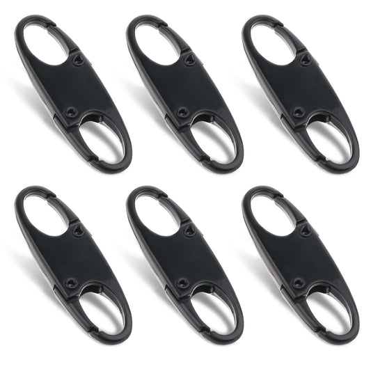 6PCS Carabiner Small Zipper Pull Locks Zipper Clip Theft Deterrent for Backpacks Zipper Pull Replacement Camping Fishing Traveling Outdoor Sports (Black)