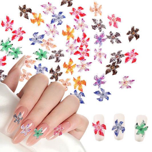 100PCS 3D Flower Nail Charms, Resin Nail Gems, Suitable for Women's Nails Art Supplies