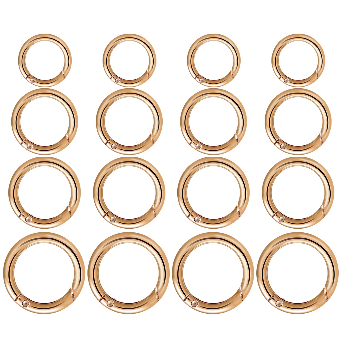 Lusofie 16 Pcs O Ring Clip Spring O Ring Clasp Round Mini Carabiner for Bag Purse Handbag Strap Craft Jewelry Making(Gold)