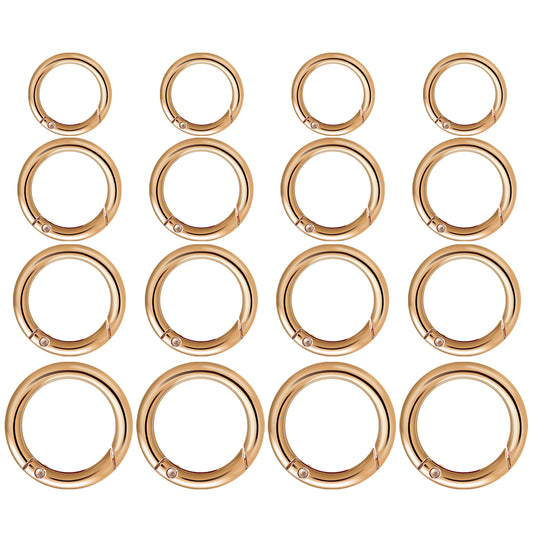 Lusofie 16 Pcs O Ring Clip Spring O Ring Clasp Round Mini Carabiner for Bag Purse Handbag Strap Craft Jewelry Making(Gold)