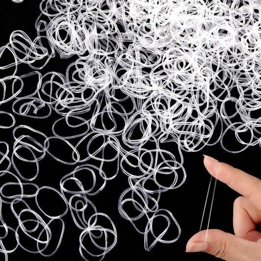 Lusofie 2500Pcs Clear Hair Elastic Bands Small Clear Elastic Hair Bands Soft Baby Elastic Hair Ties Hair Bands for Girls, Kids, Braids Hair, Wedding Hairstyle