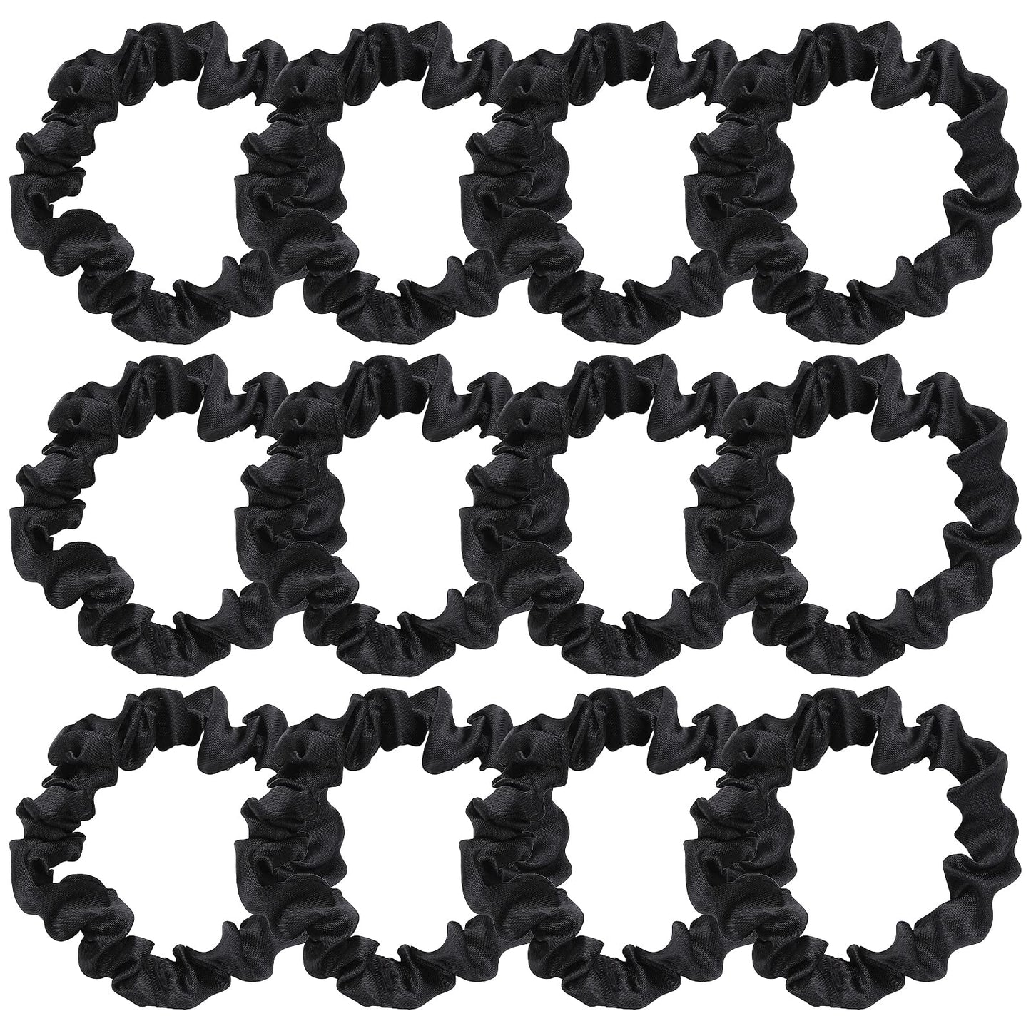 Lusofie 12Pcs Black Satin Scrunchies Black Hair Ties Silk Scrunchies Satin Black Hair Bands Ponytail Holder for Women Girls(2.36Inch)