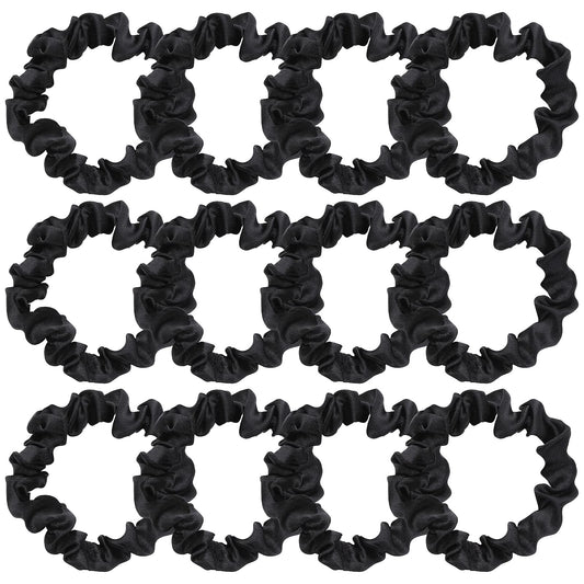 Lusofie 12Pcs Black Satin Scrunchies Black Hair Ties Silk Scrunchies Satin Black Hair Bands Ponytail Holder for Women Girls(2.36Inch)