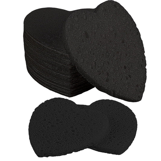 60 Pieces Black Heart Facial Sponges for Cleansing and Exfoliating Compressed Heart Face Sponges for Estheticians Natural Reusable Facial Cleansing Sponge for Daily Deep Cleansing Makeup Removal
