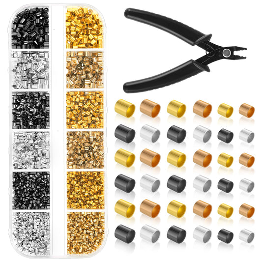 Crimp Beads for Jewelry Making, 2200 Pcs Crimp Bead with Crimping Pliers Crimp Tubes Jewelry Making Kits for Earrings Necklace Bracelet DIY Jewelry Making (3 Sizes, 4 Colors)