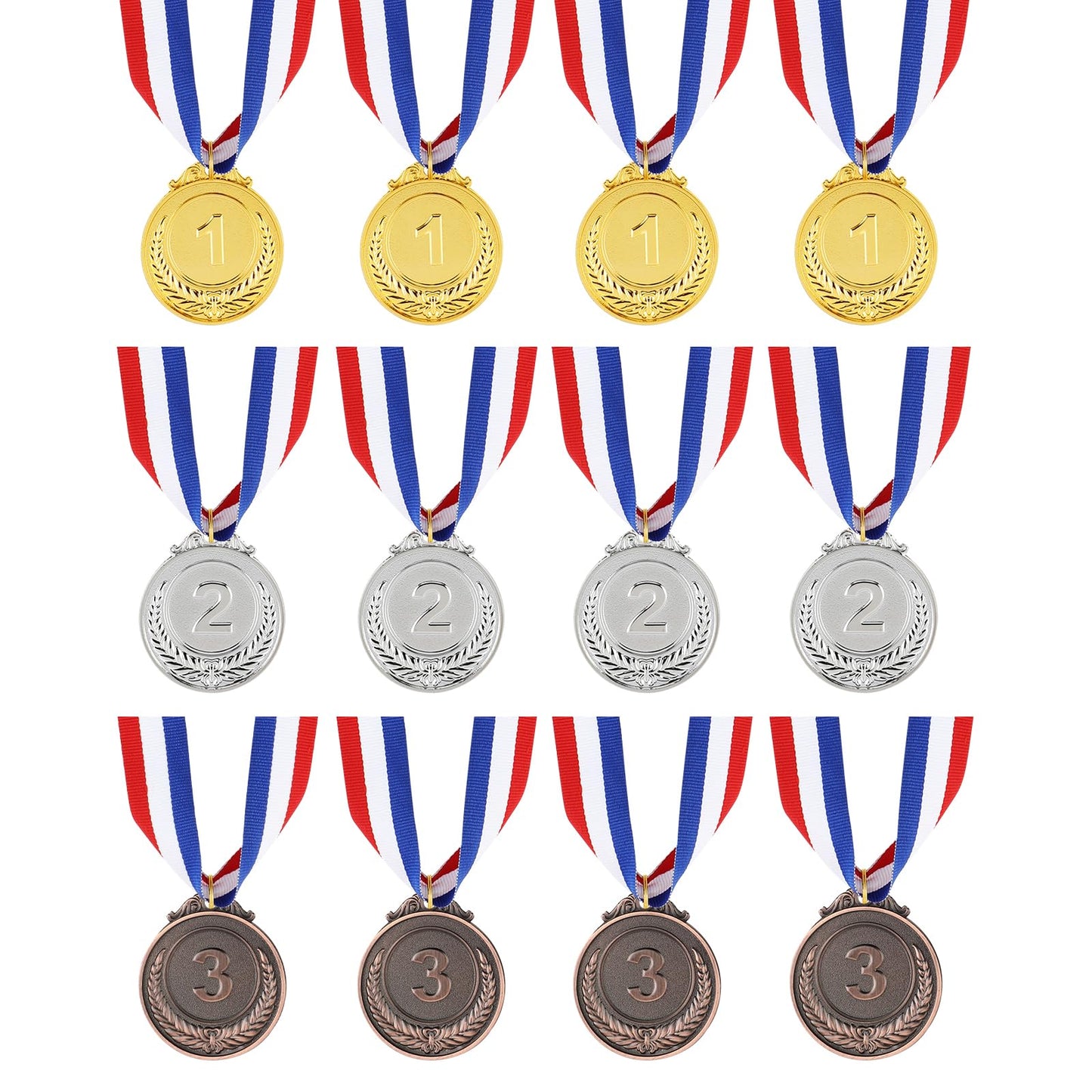 DIVINA VITAE 12 Pcs Gold Silver Bronze Award Medals Winner Medals With Neck Straps Medals for Awards 1st 2nd 3rd Prize Medals For Competitions, Parties, Olympic Style,2 Inches