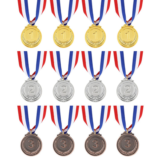 DIVINA VITAE 12 Pcs Gold Silver Bronze Award Medals Winner Medals With Neck Straps Medals for Awards 1st 2nd 3rd Prize Medals For Competitions, Parties, Olympic Style,2 Inches