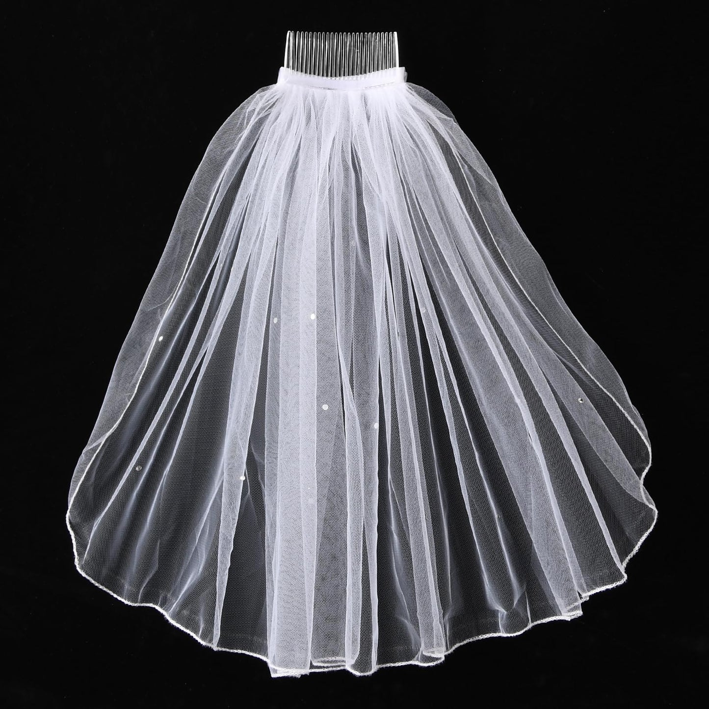 Yolev White Bridal Veil With Comb,14.5in Short Bridal Veils for Wedding,Suitabl for Wedding Brides Bachelorette Favors Accessories Engagement Parties