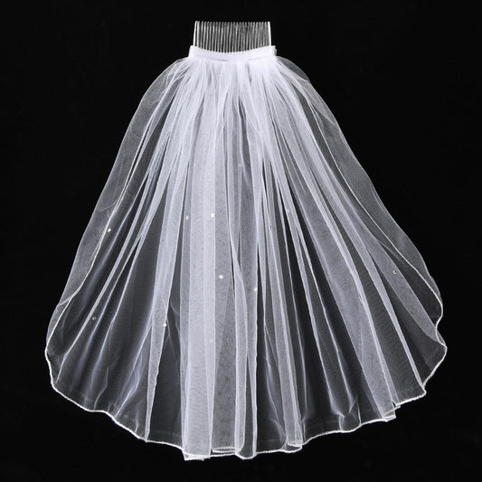 Yolev White Bridal Veil With Comb,14.5in Short Bridal Veils for Wedding,Suitabl for Wedding Brides Bachelorette Favors Accessories Engagement Parties