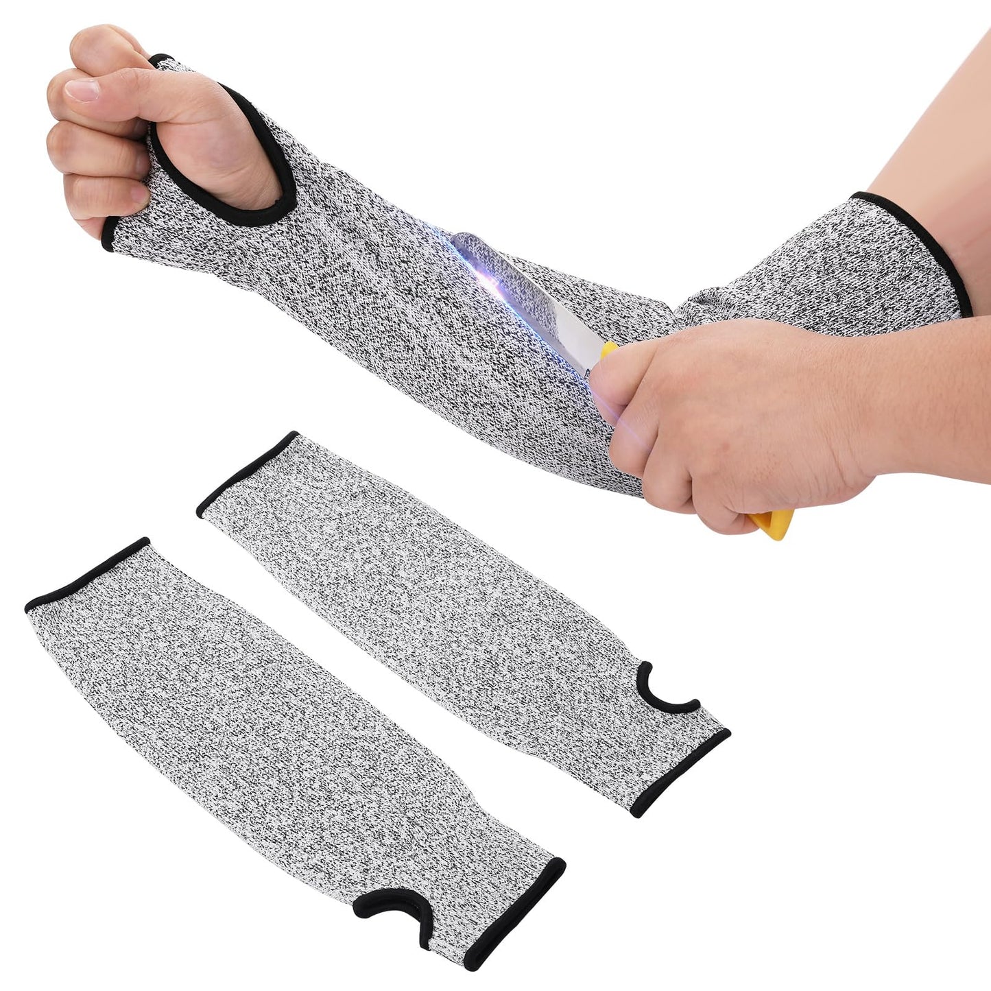 Arm Protection Sleeves with Thumb Hole, Cut Resistant Sleeves for Arm Protection, High Performance Level 5 Arm Protection Sleeves Heat Resistant Sleeves Protectors for Prevent Scrapes Scratches